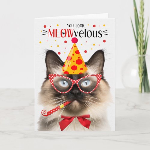 Balinese Cat MEOWvelous Birthday Card