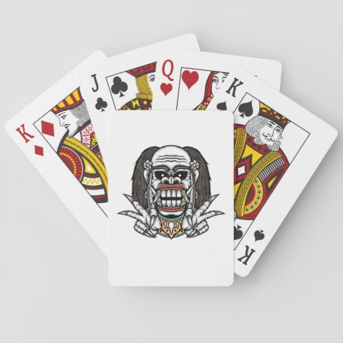 Balinese celuluk mask illustration playing cards