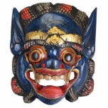 Balinese Ceremonial Mask 2 Ornament<br><div class="desc">Acrylic photo sculpture ornament with an image of a wooden predominantly red and blue Balinese ceremonial mask with fangs and bulging eyes. See matching acrylic photo sculpture pin, keychain, magnet and sculpture. See the entire Bali Retreat Ornament collection in the SPECIAL TOUCHES | Party Favors section. This product is not...</div>
