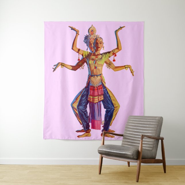 Balinese dancers print tapestry (In Situ)