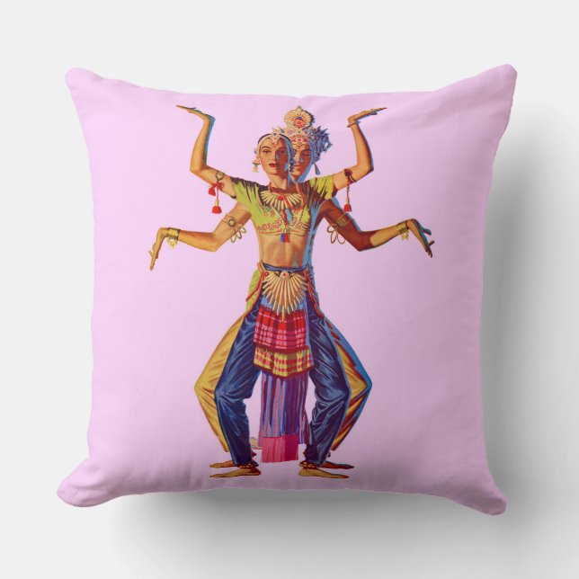 Balinese dancers print throw pillow (Front)