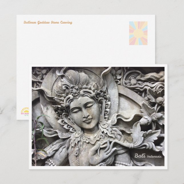 Balinese Goddess Stone Art Travel Postcard (Front/Back)