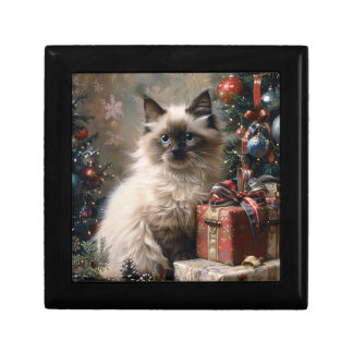 Balinese Kitten Christmas Cat Portrait Art Gift Box