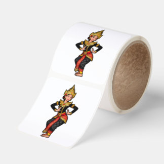 Balinese Legong Dancer Black Square Sticker