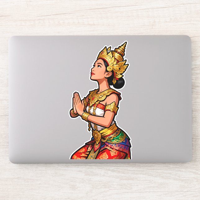 Balinese Legong Dancer Pink Sticker (Computer)