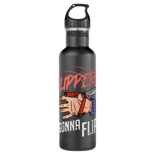 Balisong Flipping Butterfly Knife Training  Stainless Steel Water Bottle (Front)