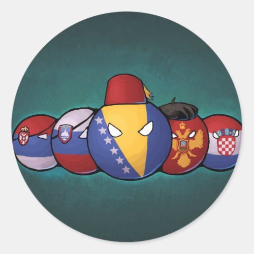 Balkan Countryballs Classic Round Sticker