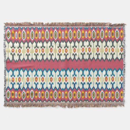 Balkan Folk Art Lozenge Pattern Throw Blanket