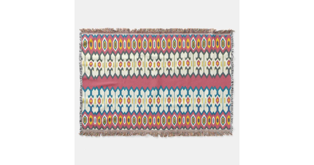 Balkan Folk Art Lozenge Pattern Throw Blanket | Zazzle