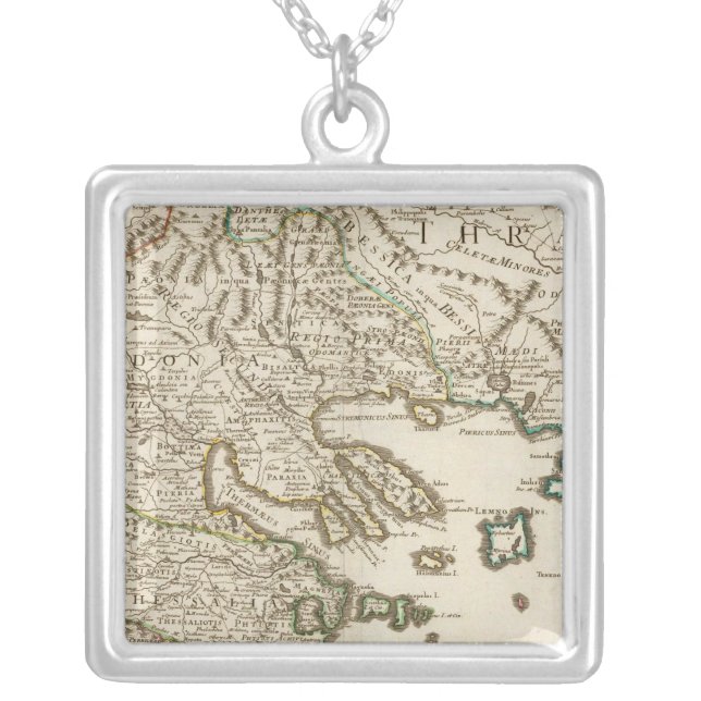 Balkan Peninsula, Greece, Macedonia 2 Silver Plated Necklace (Front)