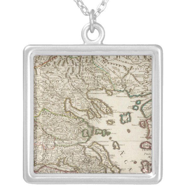 Balkan Peninsula, Greece, Macedonia Silver Plated Necklace (Front)