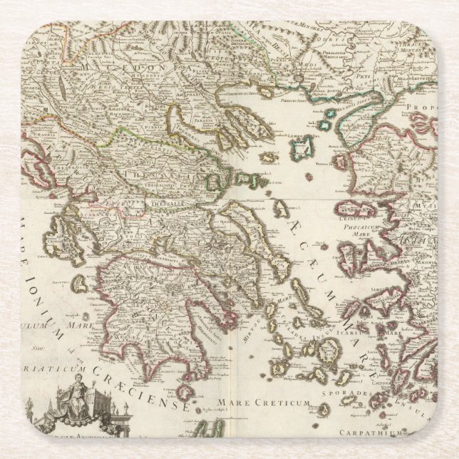Balkan Peninsula, Greece, Macedonia Square Paper Coaster (Front)