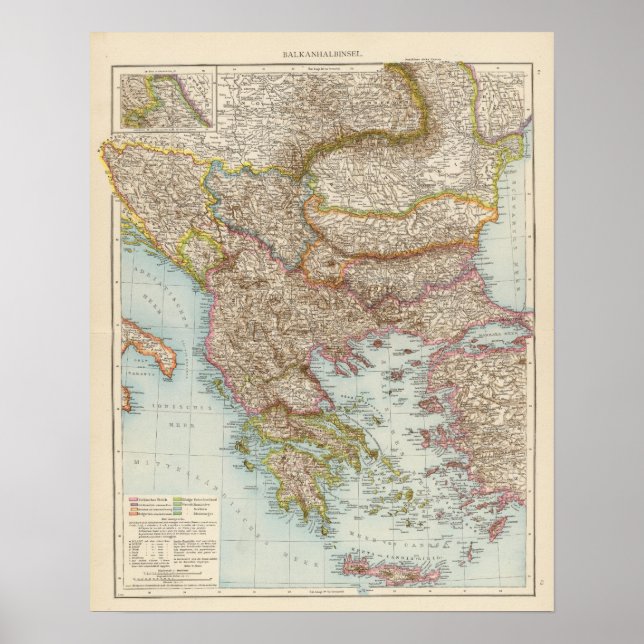 Balkanhalbinsel - Balkan Peninsula Map Poster (Front)