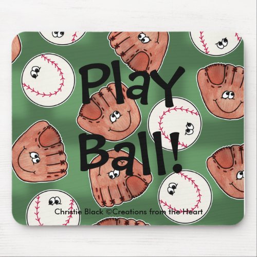 Ball and Glove Collage Field Background Mouse Pad