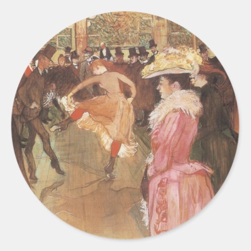 Ball at the Nightclub by Toulouse Lautrec Classic Round Sticker
