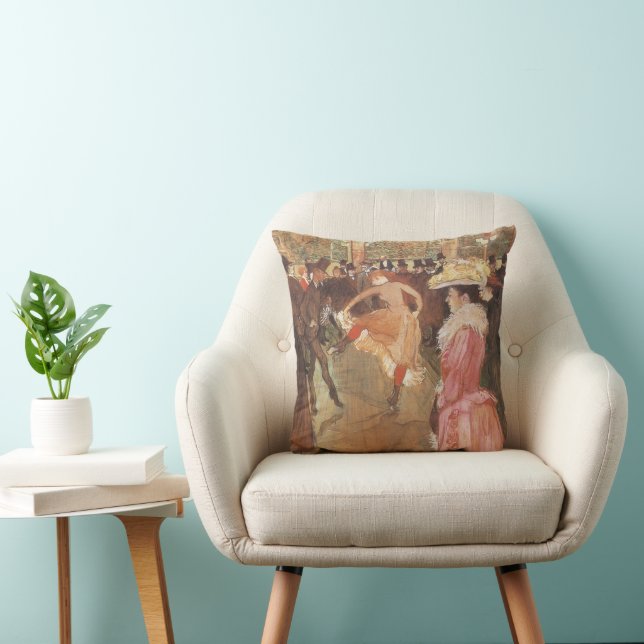 Ball at the Nightclub by Toulouse Lautrec Throw Pillow (Chair)