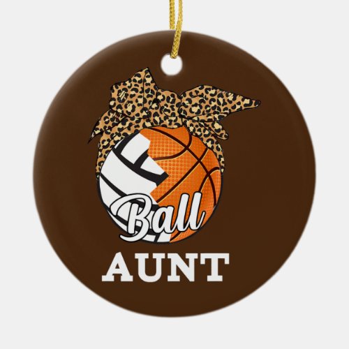 Ball Aunt Funny Volleyball Basketball Leopard  Ceramic Ornament