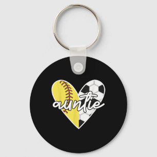 Ball Auntie Softball Soccer Mama Player Keychain