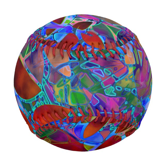 Ball Baseball Floral Abstract Stained Glass (Front)