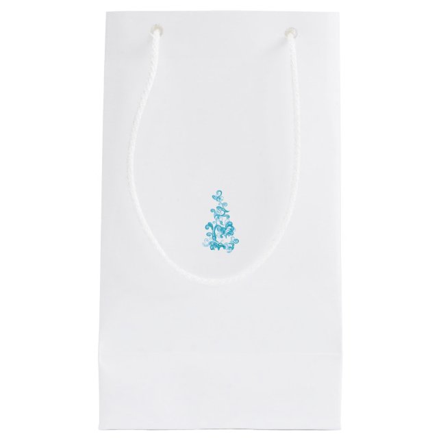 Ball Blue, Medium Turquoise decorative design Small Gift Bag (Front)