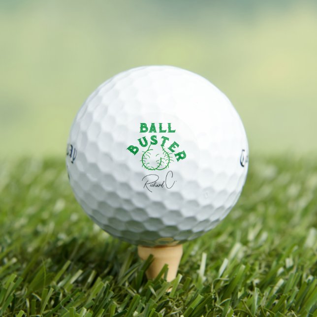 "Ball Buster" Funny Personalized  Golf Balls, Gift Balls (Insitu Tee)