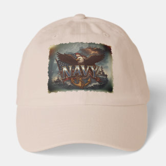 Ball Cap with "NAVY" graphic, eagle, flag & ships