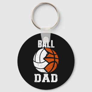 Ball Dad Fun Volleyball Basketball Dad Keychain