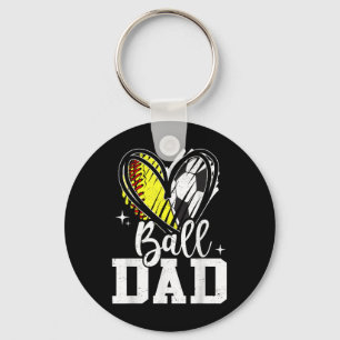 Ball Dad Softball Soccer Ball Dad Of Both Keychain
