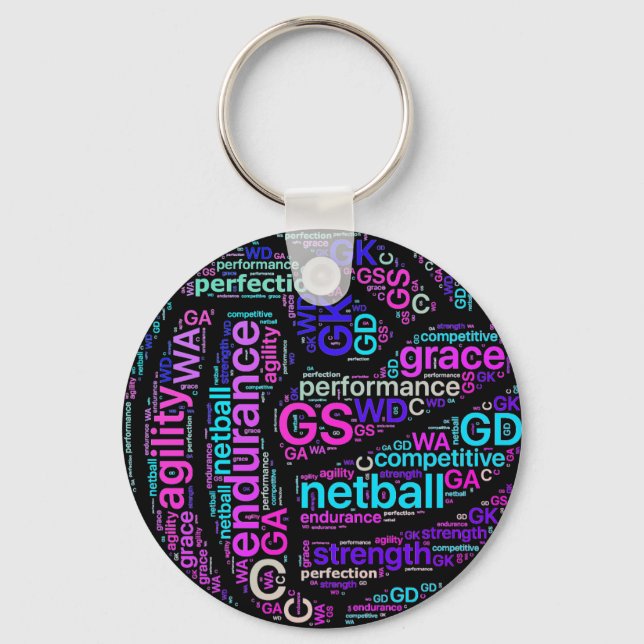 Ball Design Inspirational Netball Keychain (Front)