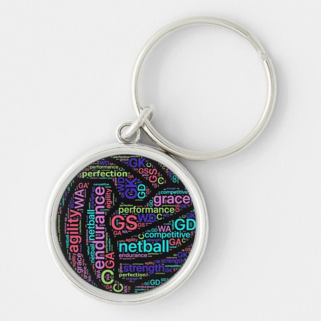 Ball Design Inspirational Words Netball Keychain (Front)