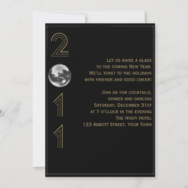 Ball Drop 2011 New Years Eve Invitation (Front)