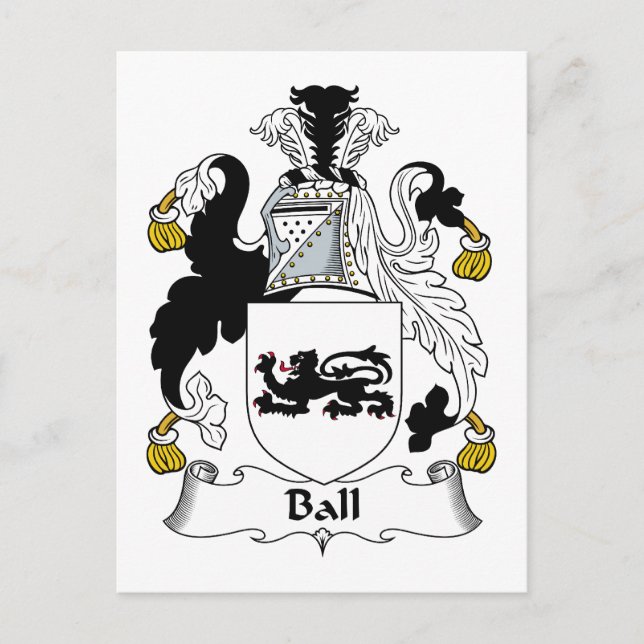 Ball Family Crest Postcard (Front)