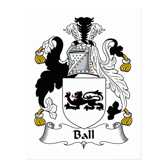 Ball Family Crest Postcard | Zazzle.com
