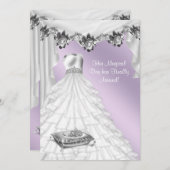 Ball Gown Lavender Purple Rose Quinceanera Invitation (Front/Back)