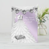 Ball Gown Lavender Purple Rose Quinceanera Invitation (Standing Front)