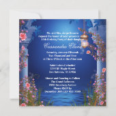 Ball Gown Royal Navy Blue Rose Quinceanera Invitation (Back)