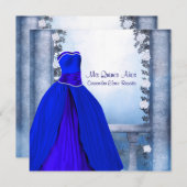 Ball Gown Royal Navy Blue Rose Quinceanera Invitation (Front/Back)