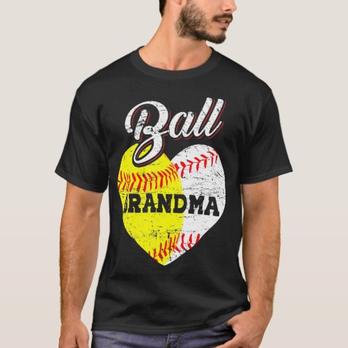 Ball Grandma Baseball Softball Heart  T_Shirt