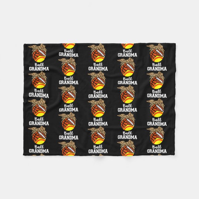 Ball Grandma Funny Softball Volleyball Basketball Fleece Blanket (Front (Horizontal))