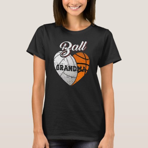 Ball Grandma Volleyball Basketball Heart  T_Shirt