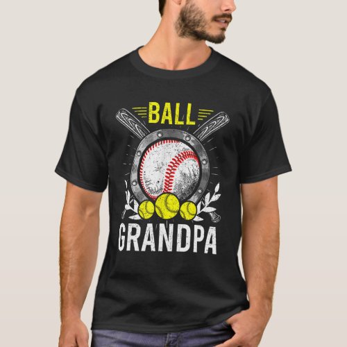Ball Grandpa Baseball Lover Grandpa Fathers Day T_Shirt