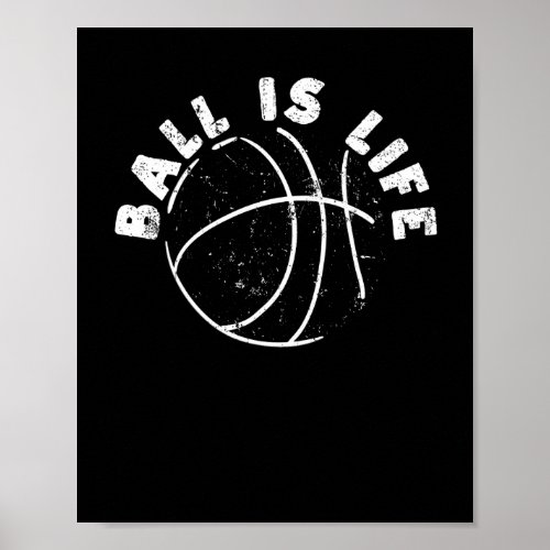 Ball Is Life Basketball Player Team Coach Fan Poster