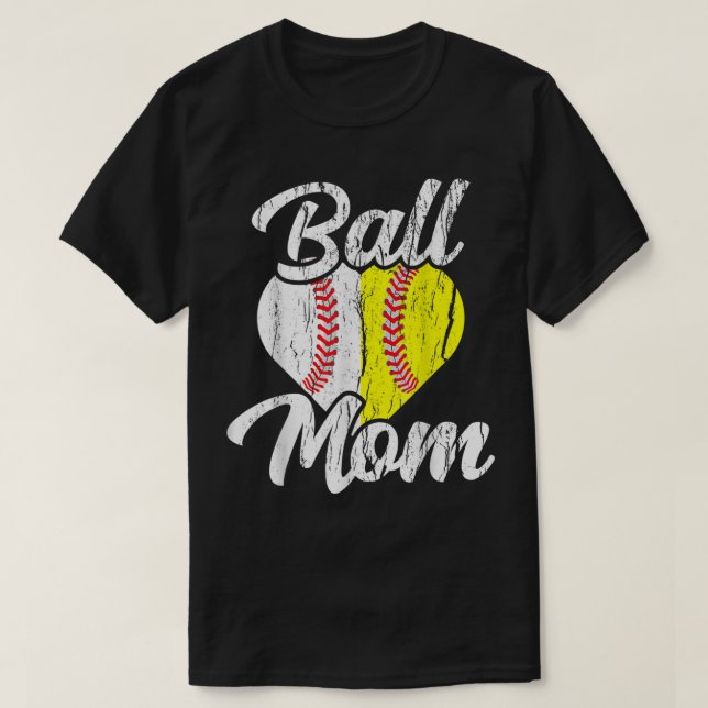 Ball Mom Baseball Softball Mama Team Sports T-Shirt (Design Front)