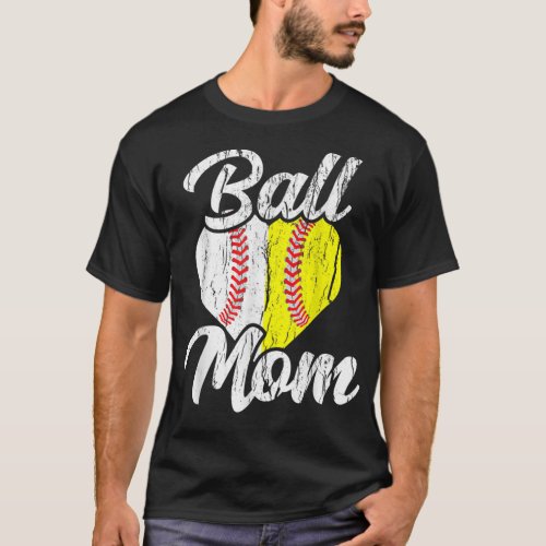 Ball Mom Baseball Softball Mama Team Sports T_Shirt