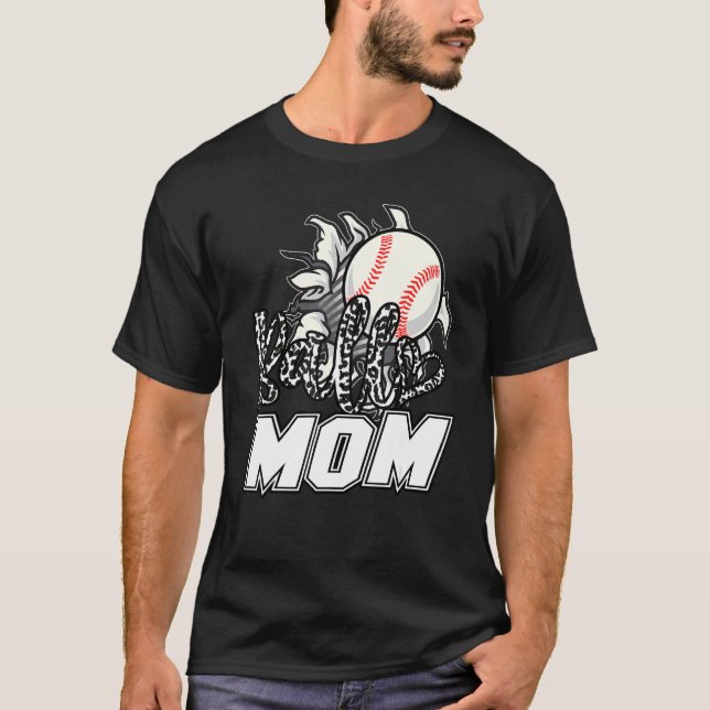 Ball Mom Cheetah Baseball Softball Mama Women Moth T-Shirt (Front)