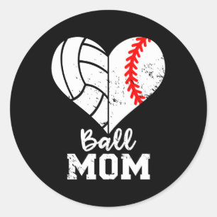 Ball Mom He Baseball Volleyball Mom Classic Round Sticker