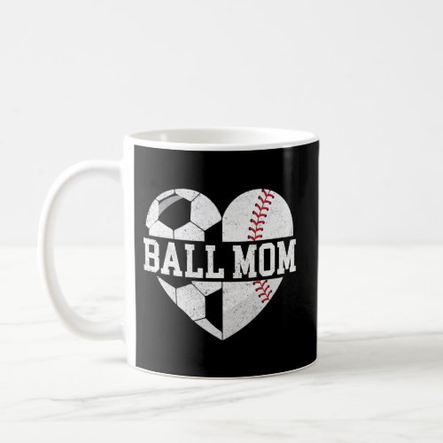Ball Mom Heart Baseball Soccer Mom Coffee Mug