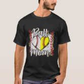 Baseball Mom Heart Softball Mama Mothers Day Shirt