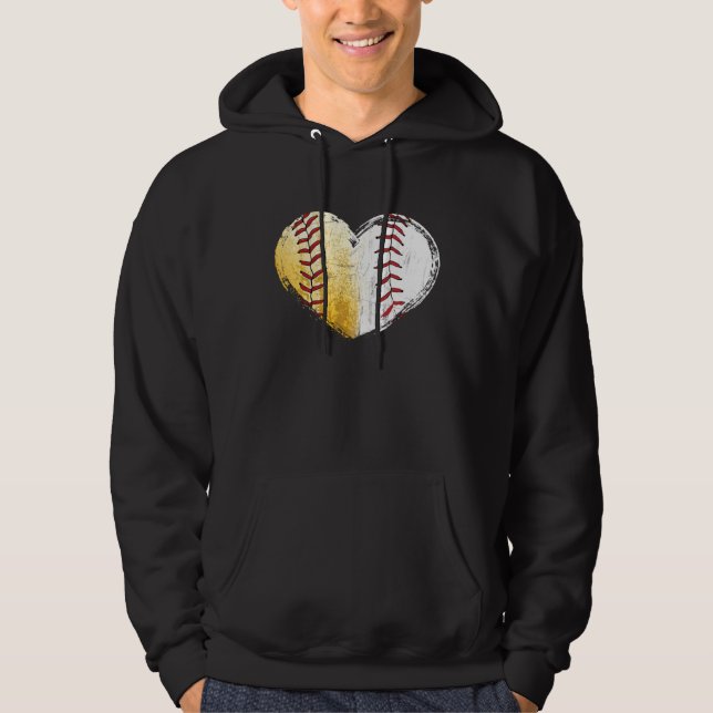 Ball Mom Heart Baseball Softball Mama Women Mother Hoodie (Front)