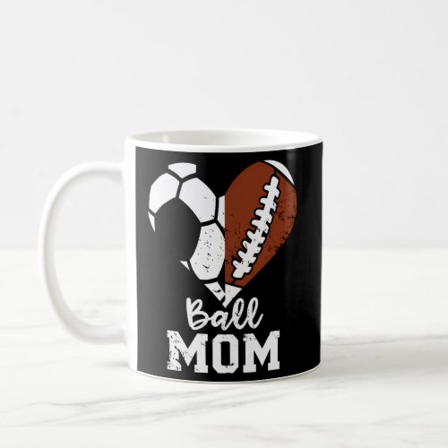 Ball Mom Heart Football Soccer Mom Coffee Mug